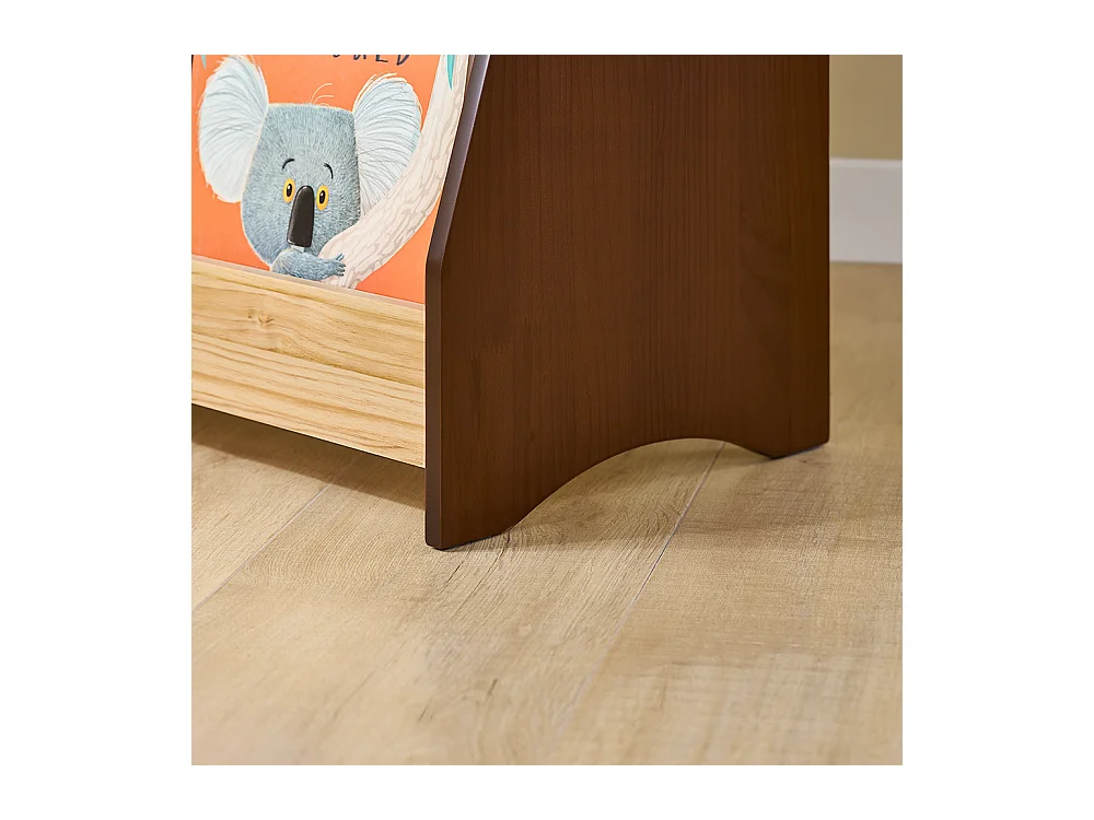 SoBuy Kinder Montessori Bücherregal mit 4 Fächern 2 Haken Spielzeugbox Naturholz 91x30x89 cm