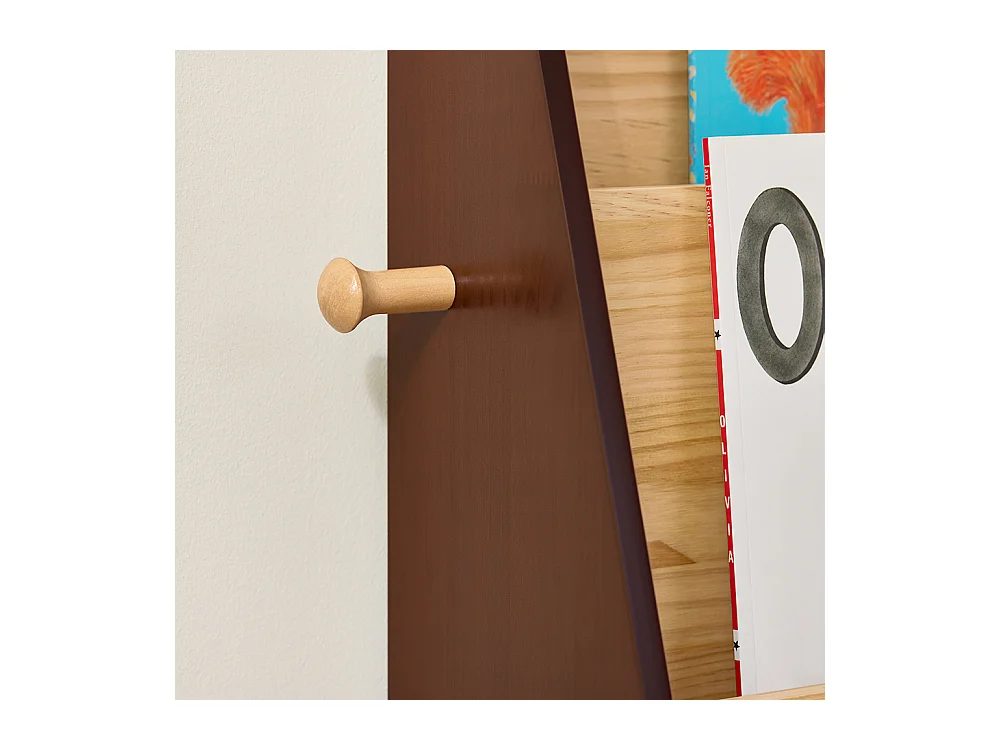 SoBuy Kinder Montessori Bücherregal mit 4 Fächern 2 Haken Spielzeugbox Naturholz 91x30x89 cm