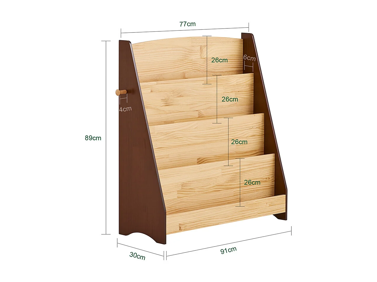 SoBuy Bibliothèque Montessori Enfants 4 compartiments 2 crochets Coffre à jouets Naturel 91x30x89 cm