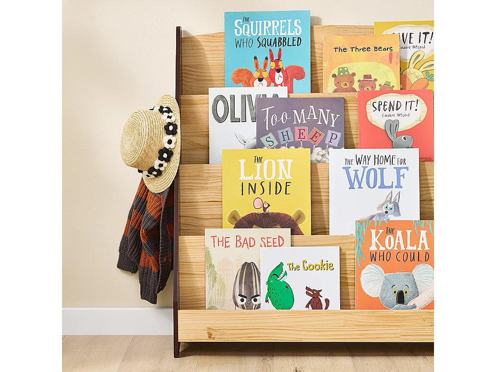 SoBuy Bibliothèque Montessori Enfants 4 compartiments 2 crochets Coffre à jouets Naturel 91x30x89 cm