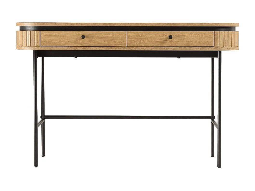 ETHAN - Console arrondie bois 2 tiroirs couleur naturelle
