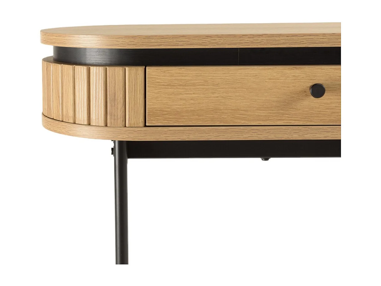 ETHAN - Console arrondie bois 2 tiroirs couleur naturelle