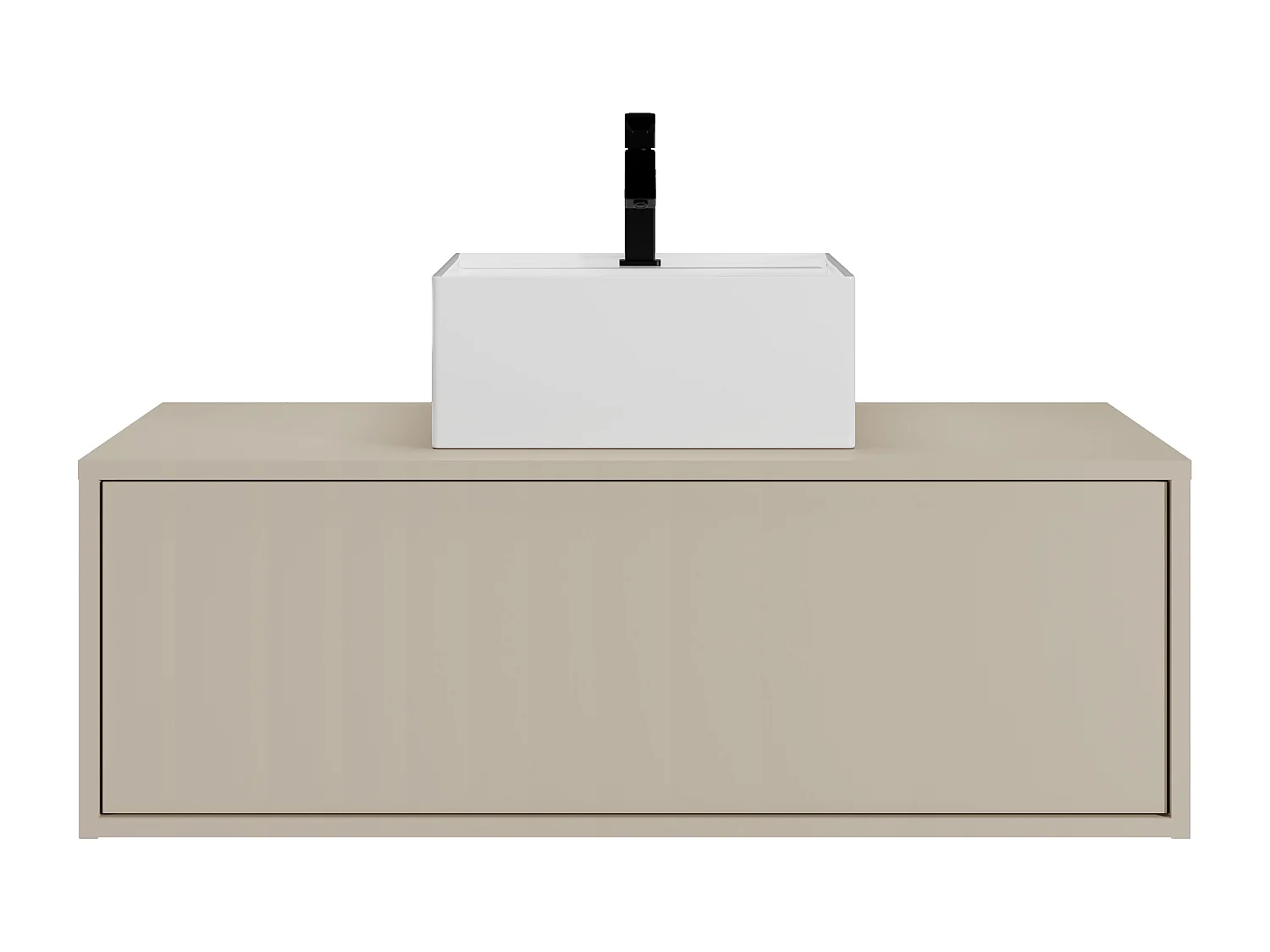 Meuble de salle de bain suspendu beige avec simple vasque carrée - 94 cm - TEANA II