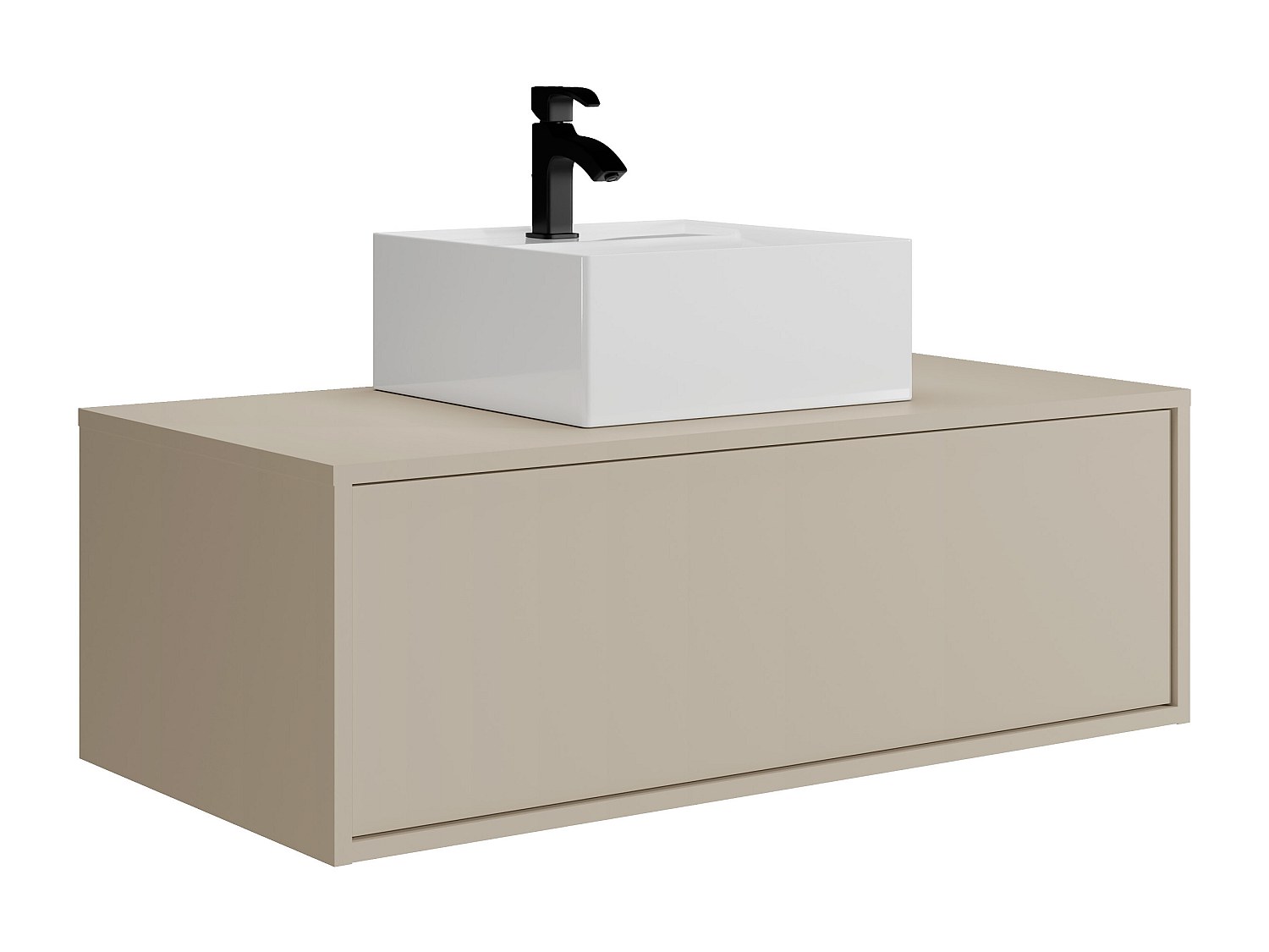 Waschbeckenunterschrank hängend mit Einzelwaschbecken - Beige - 94 cm - TEA günstig online kaufen