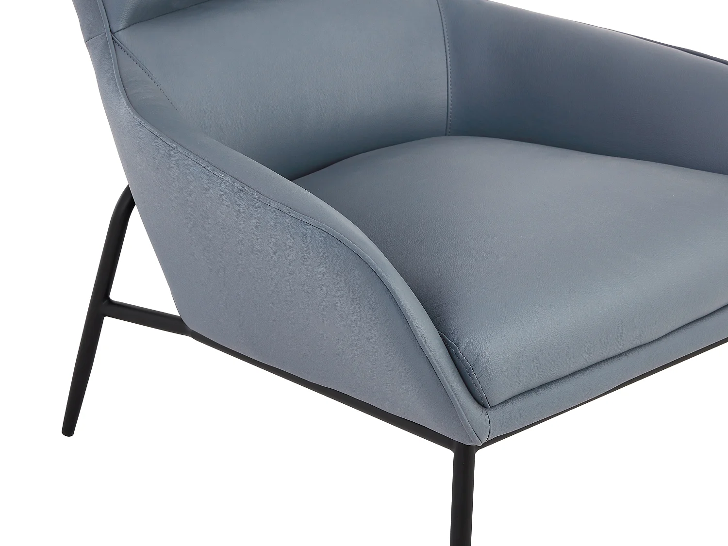 Fauteuil en cuir de buffle gris bleuté DINNIA