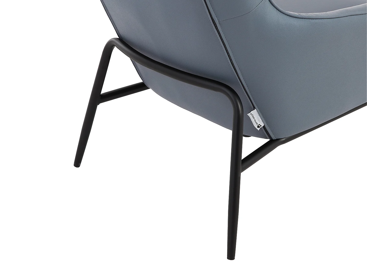 Fauteuil en cuir de buffle gris bleuté DINNIA