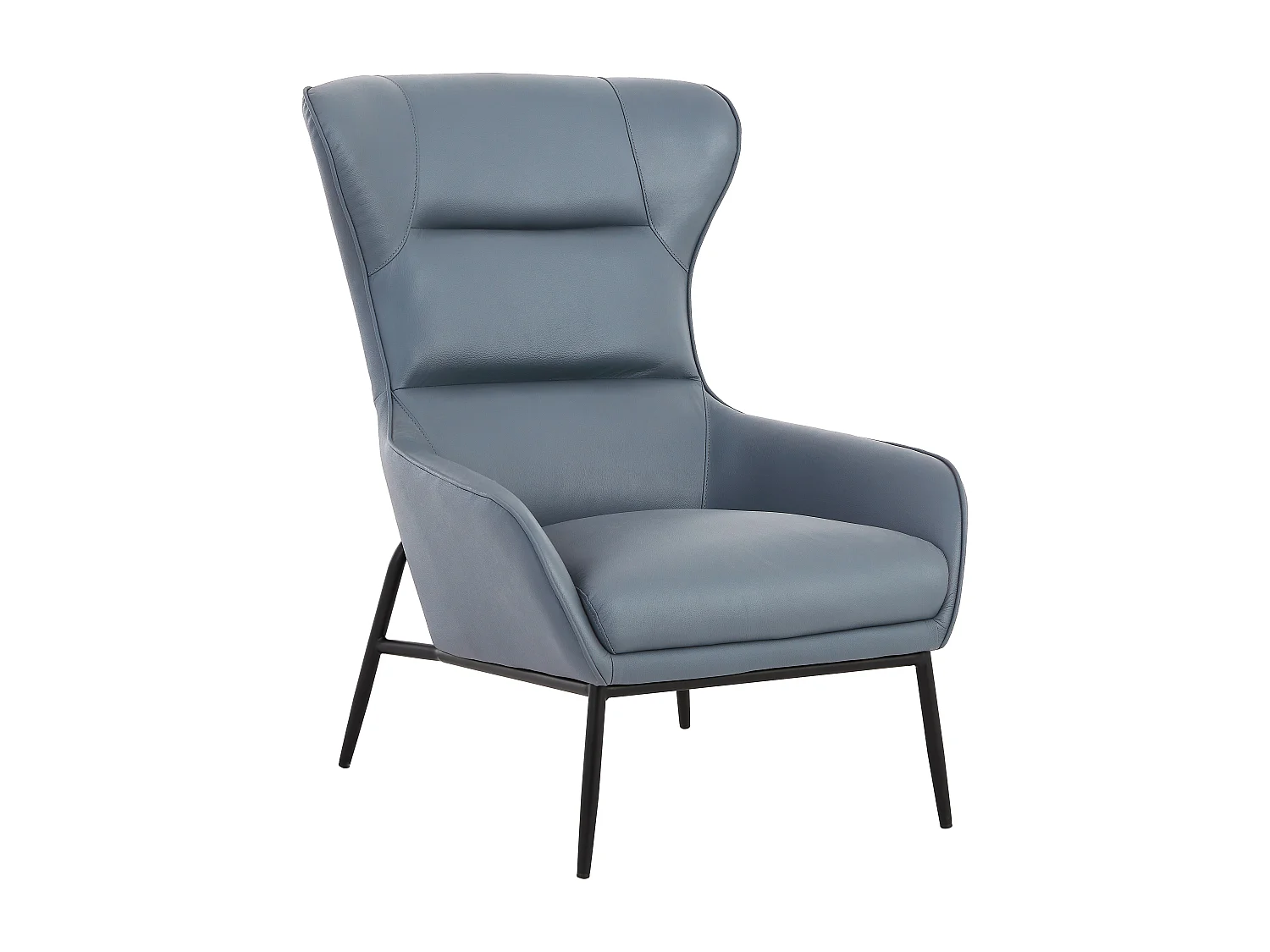 Fauteuil en cuir de buffle gris bleuté DINNIA
