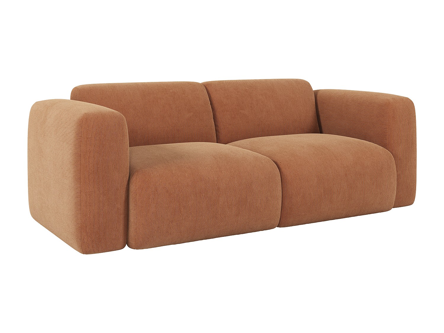 Sofa 3-Sitzer aus fein geripptem Cord – Terrakotta – POGNI von Maison Céphy günstig online kaufen
