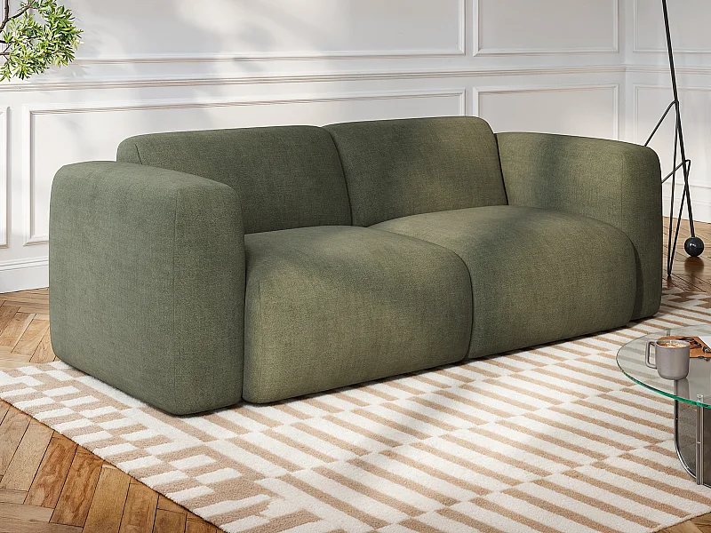 Canapé 3 places en tissu chiné vert POGNI de Maison Céphy