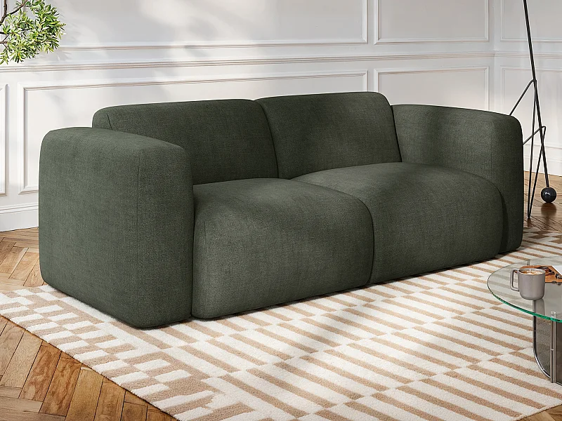 Driezitsbank van gemêleerd groene stof POGNI van Maison Céphy