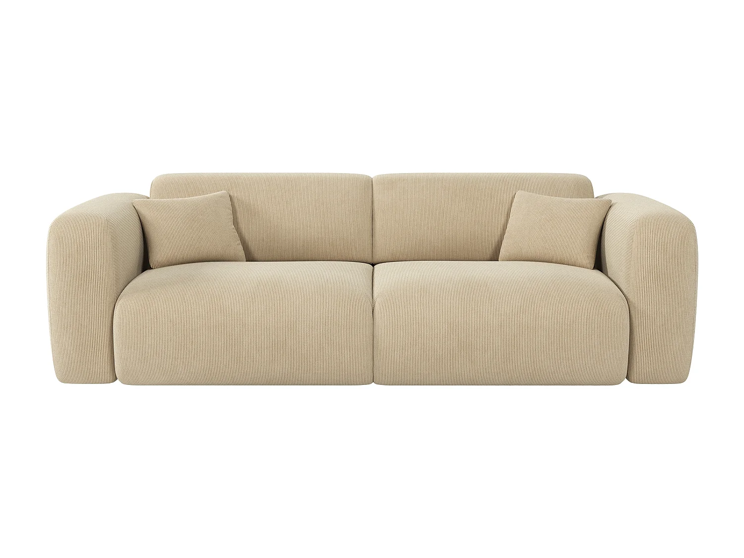 Canapé 4 places convertible en velours côtelé fines côtes beige POGNI de Maison Céphy