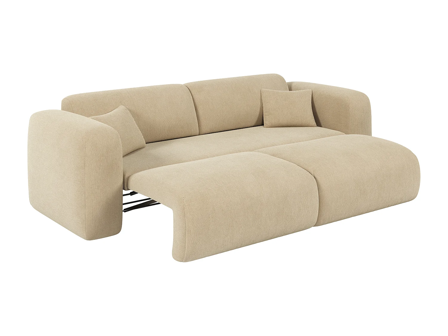 Canapé 4 places convertible en velours côtelé fines côtes beige POGNI de Maison Céphy