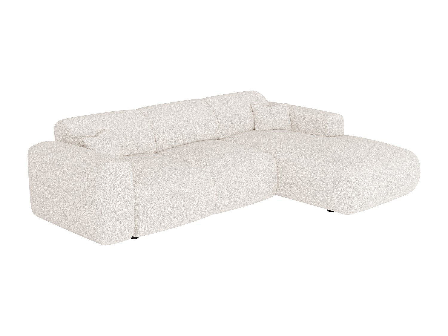 Großes Ecksofa mit Schlaffunktion – Ecke rechts – Bouclé-Stoff – Weiß – POG günstig online kaufen