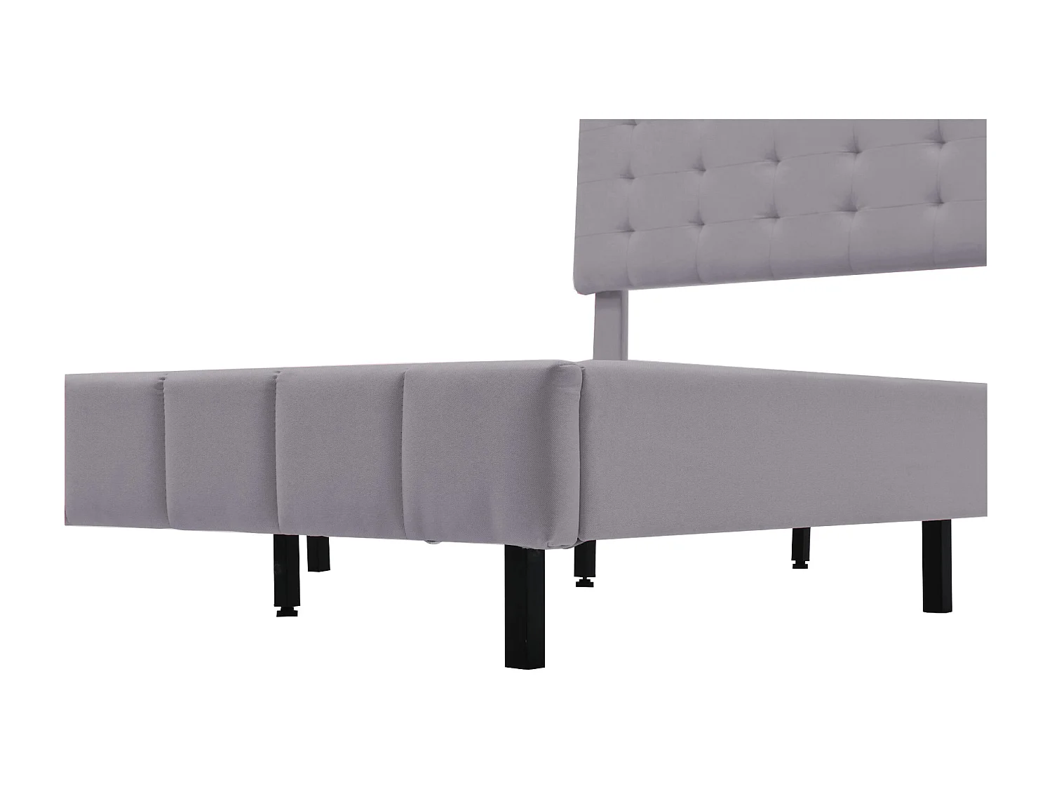 Lit rembourré 140x200 cm gris, cadre flottant avec LED, tête de lit design, lit double plat en lin doux pour la peau