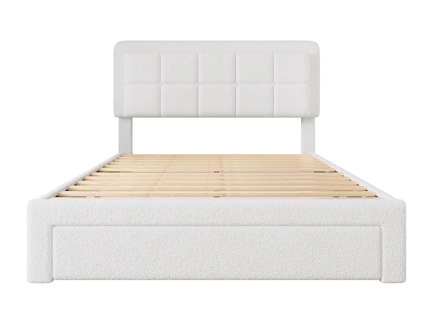 Cadre de lit 160x200cm avec tissu en velours Teddy – Cadre en acier et bois, tête de lit réglable, lumière ambiante réglable, port USB, cadre de lit moderne