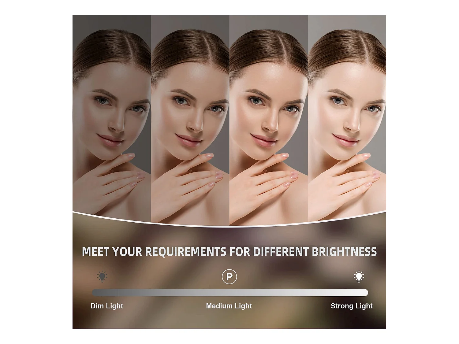 Miroir Maquillage Hollywood LED 14 Lumières, Contrôle Tactile, 3 Modes, Luminosité Réglable, 50x42cm, Blanc [Classe F]