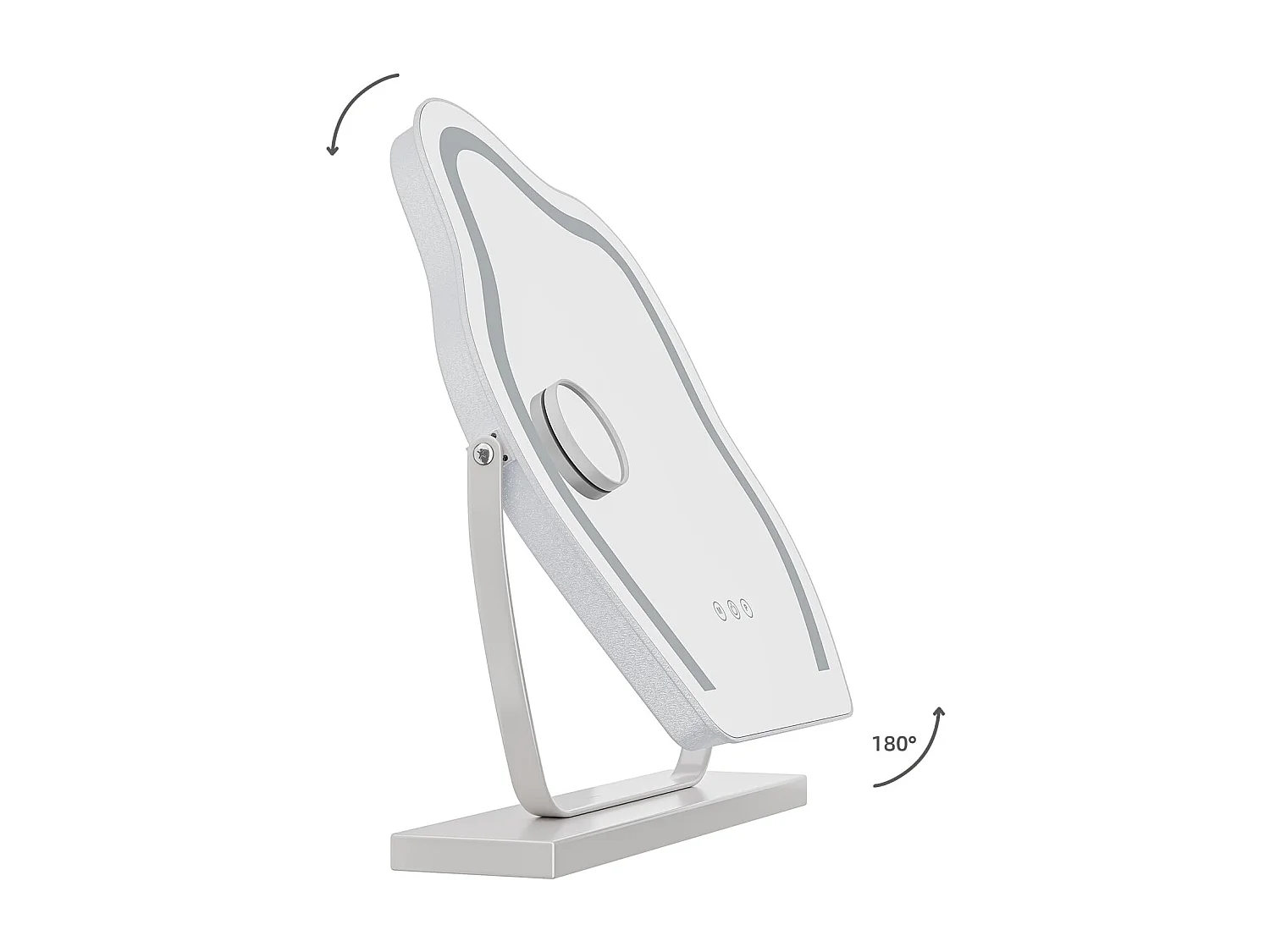 Miroir Maquillage LED Nuage 58x50cm, Hollywood, Rotation 180°, 3 Modes, Luminosité Réglable, Contrôle Tactile, Table ou Mur, Blanc