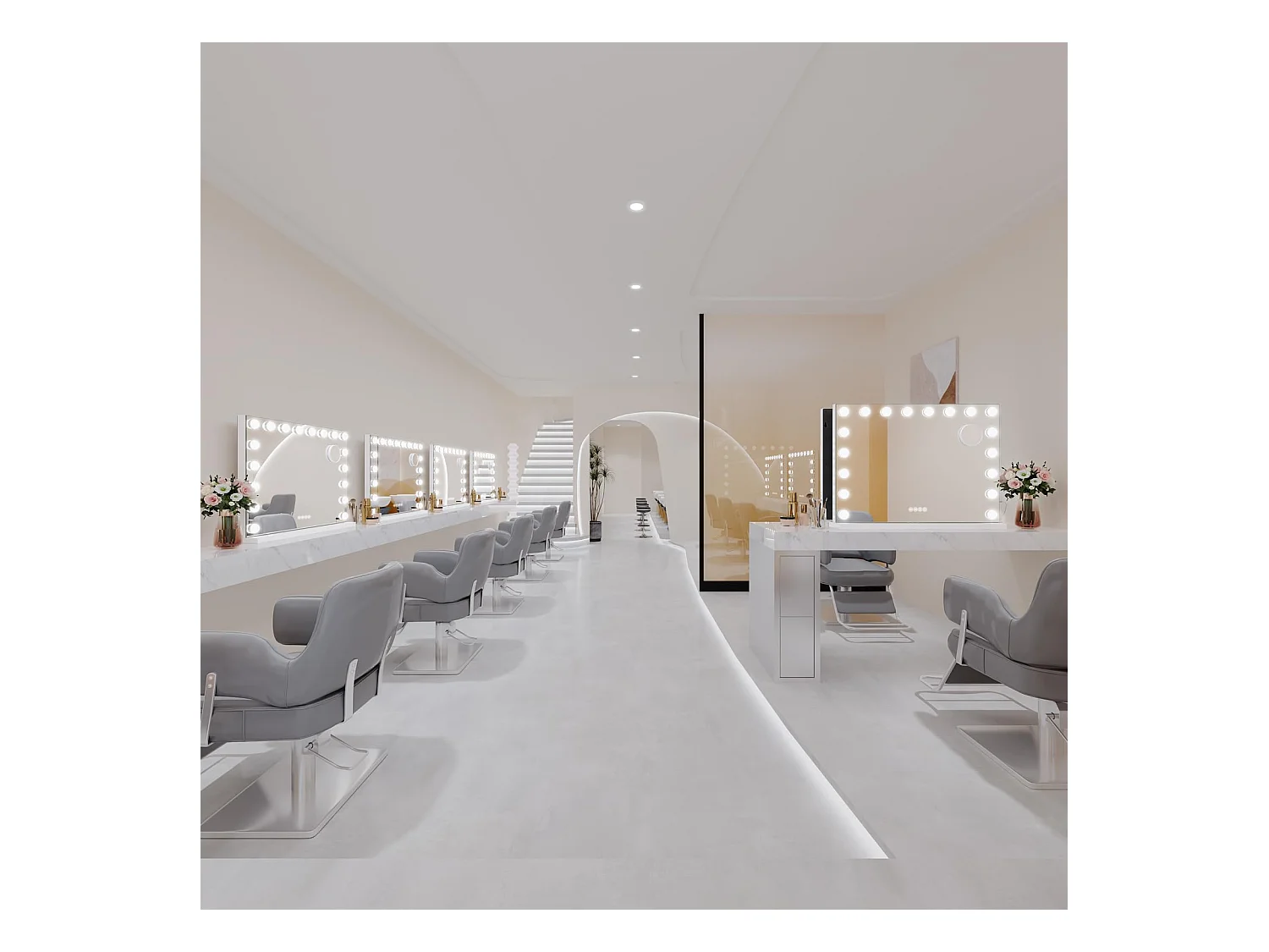 Miroir Maquillage LED Hollywood Bluetooth 18 Lampes 80x60cm, 3 Modes, Luminosité Réglable, Touch, USB/Type-C, Table ou Mur, Blanc