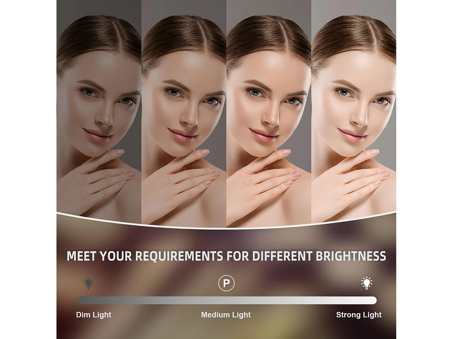 Miroir Maquillage Hollywood 20 LED 90x60cm, 3 Modes, Luminosité Réglable, Contrôle Tactile, Port USB, Table ou Mur, Blanc