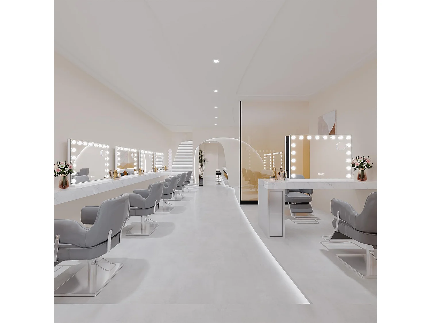 Miroir Maquillage Hollywood 18 LED 80x60cm, Luminosité Réglable, Contrôle Tactile, Table ou Mur, Port Type C & USB, Blanc