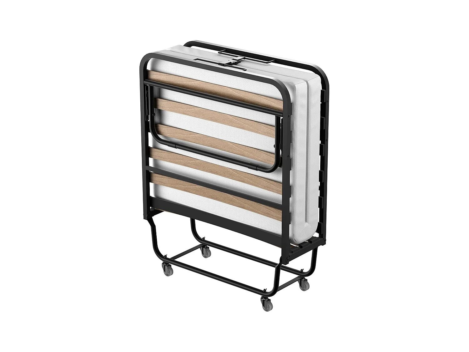 Lit Pliant 90x190 CM avec Matelas de 10cm, Lit Pliable 1 Personne Adulte, 4 roulettes, 2 Min Assembler