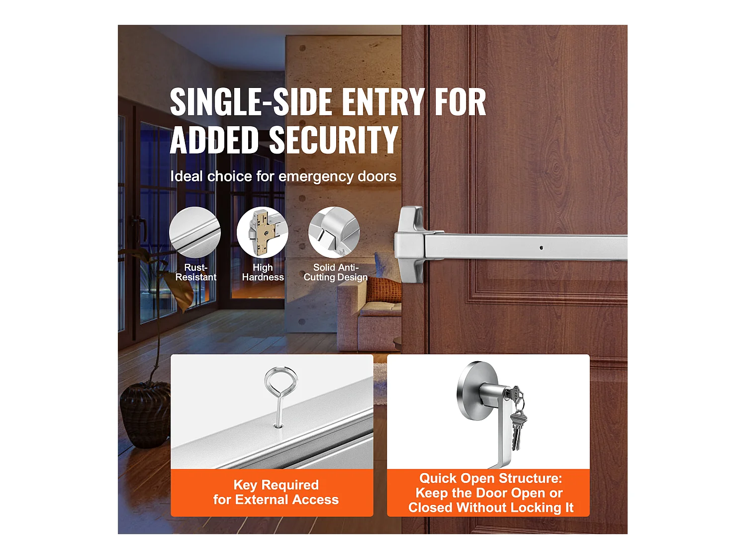 Serrure Anti-Panique Universelle SucceBuy pour Porte de Sortie de Largeur Dispositif Anti-Panique pour Issue de Secours Barre 1 Carré Évacuation Rapide