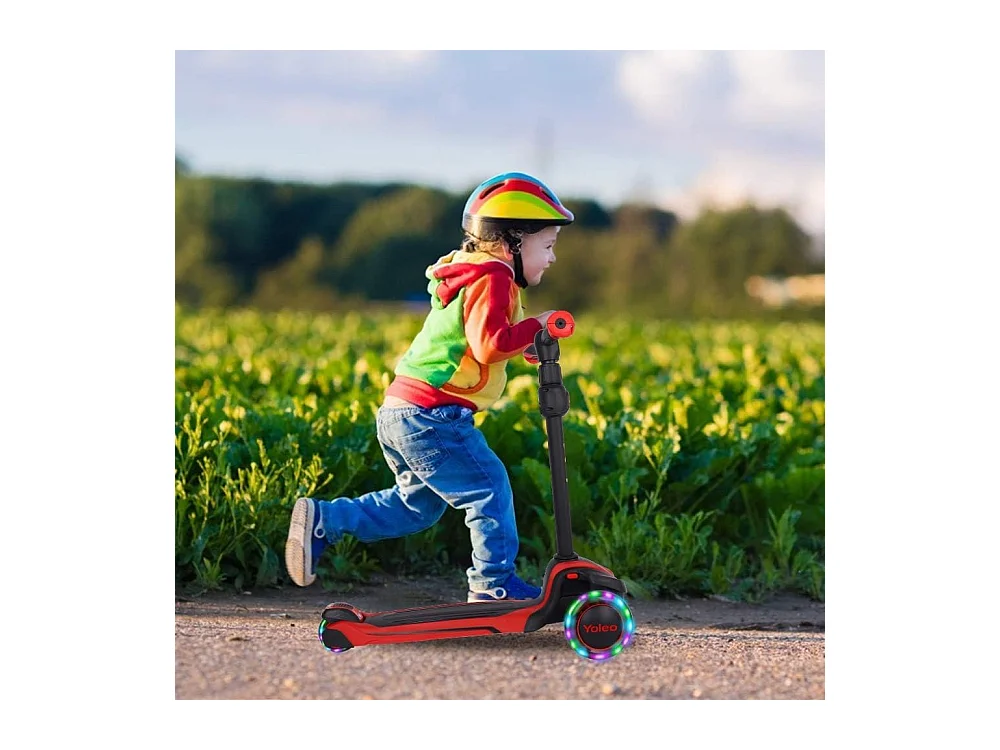 Trottinette Enfant YOLEO avec 4 Hauteurs Réglables, Roues Lumineuses LED, pour 3-12 Ans