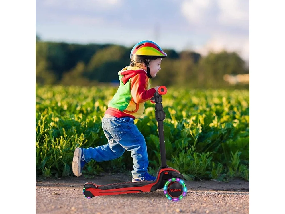 YOLEO Kinderstep met 4 Hoogteverstellingen, LED Lichtgevende Wielenen, voor 3-12 Jaar