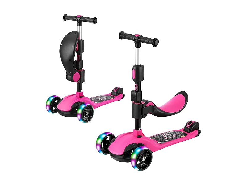 BremToy Kinderstep met Afneembare Zitstoel en PU LED-wielen, Opvouwbare Kinderstep voor Kinderen van 2 tot 12 Jaar