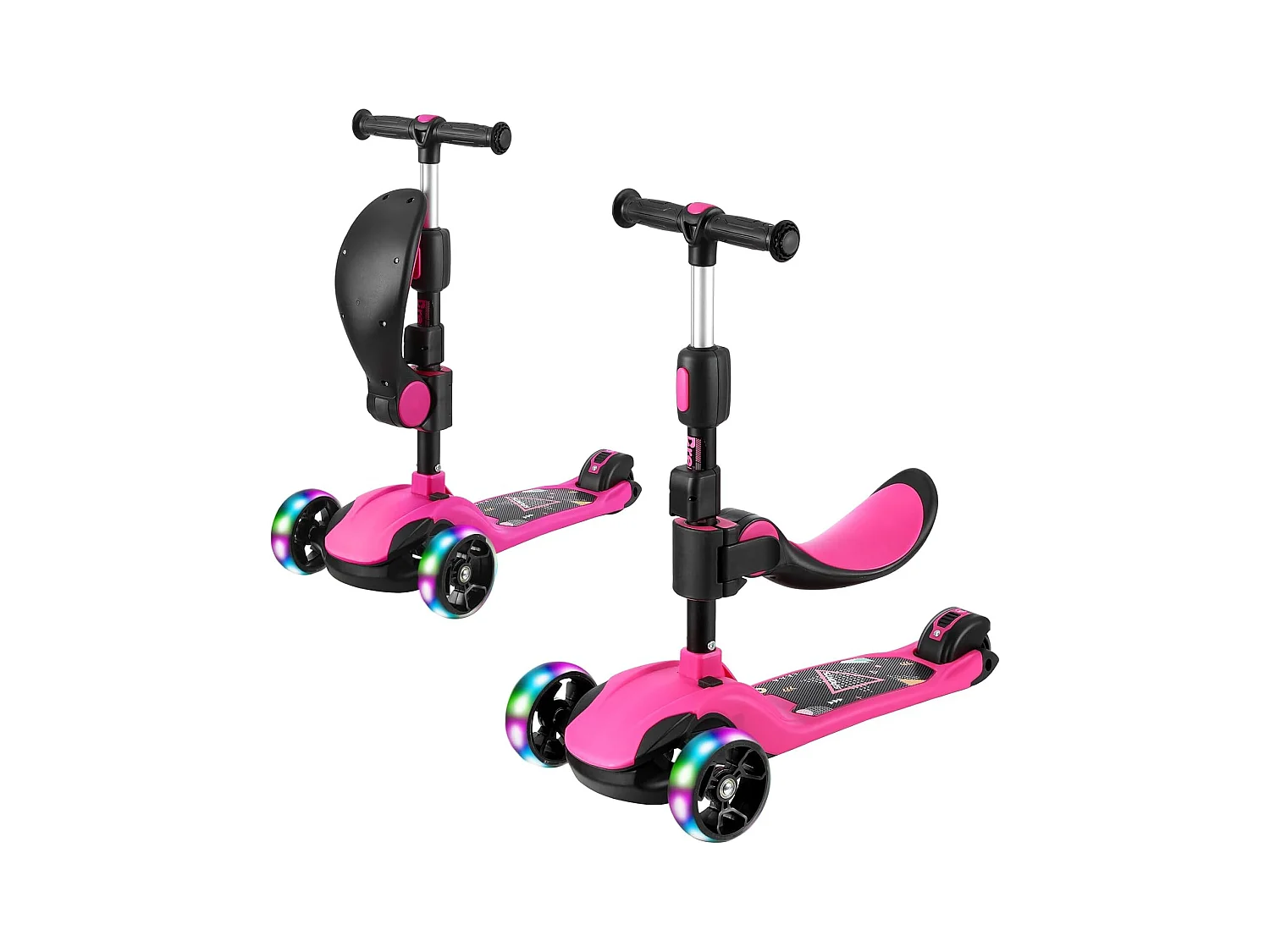 Trottinette Enfant BremToy avec Siège Amovible et Roues PU LED, Trottinette Enfant Pliable pour Enfants de 2 à 12 Ans