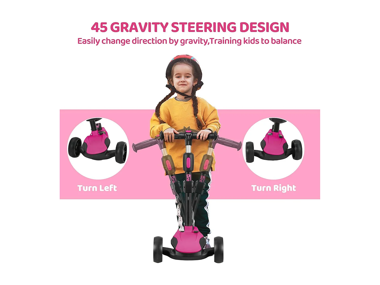 BremToy Kinderstep met Afneembare Zitstoel en PU LED-wielen, Opvouwbare Kinderstep voor Kinderen van 2 tot 12 Jaar