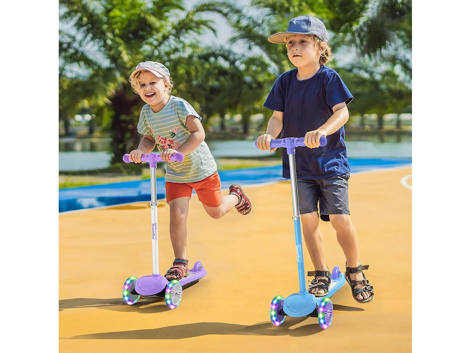 BremToy Kinderstep met Lichtgevend Deck en PU LED-wielen, 4 Traps Hoogteverstelling, Lichtgewicht, voor Beginners van 3-8 Jaar