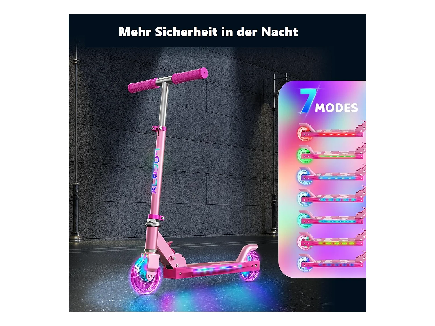 Trottinette Enfant TONBUX avec 2 Roues Lumineuses, Potence et Plateforme, 3 Poignées Réglables en Hauteur, Légère, pour 5-12 Ans