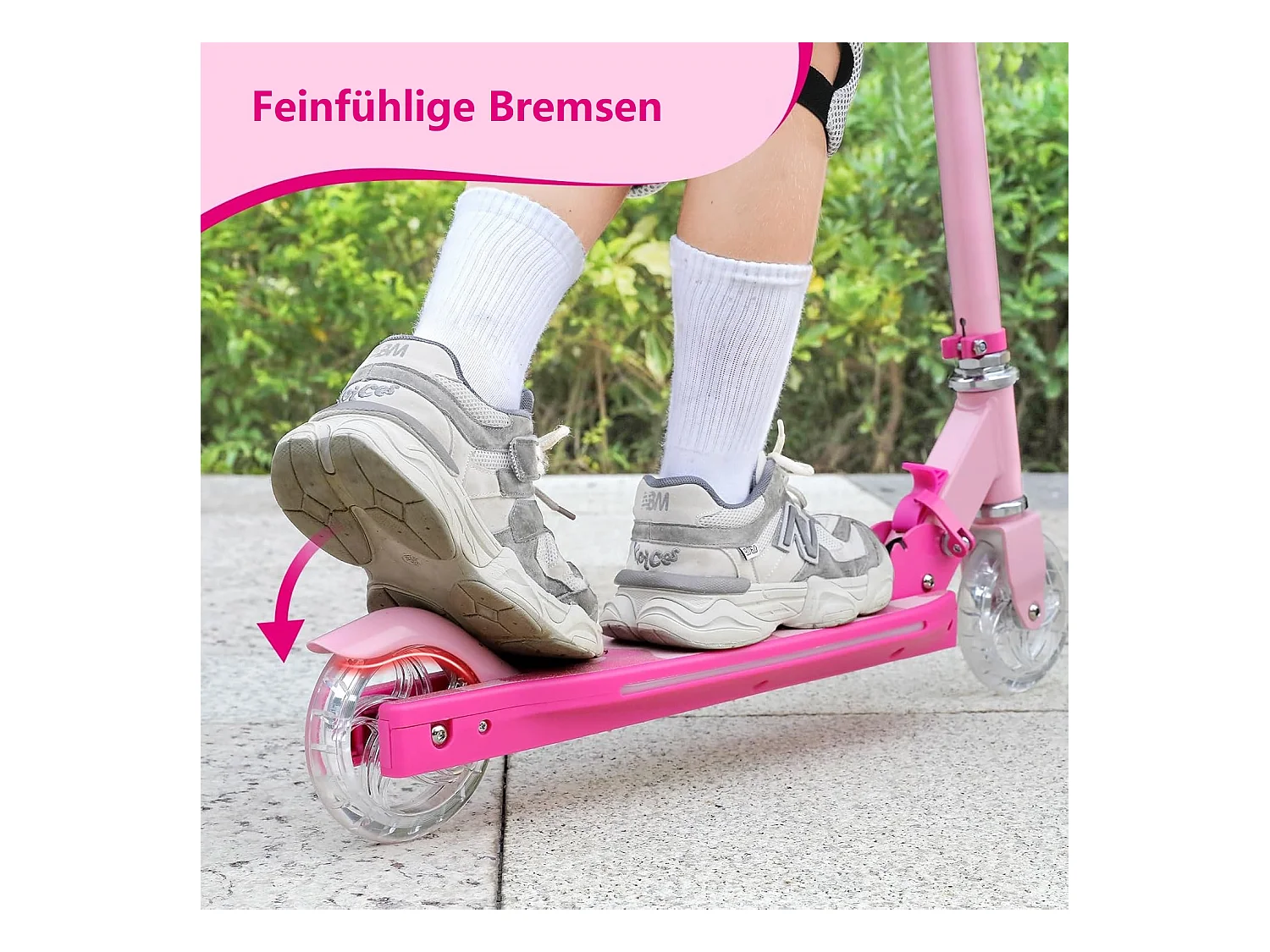 Trottinette Enfant TONBUX avec 2 Roues Lumineuses, Potence et Plateforme, 3 Poignées Réglables en Hauteur, Légère, pour 5-12 Ans