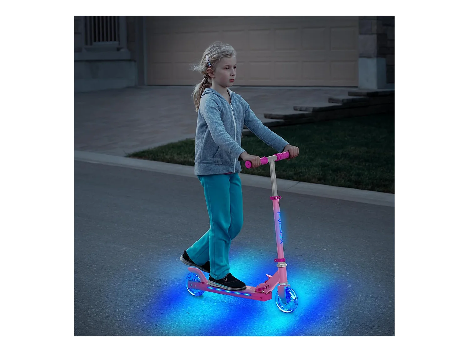 Trottinette Enfant TONBUX avec 2 Roues Lumineuses, Potence et Plateforme, 3 Poignées Réglables en Hauteur, Légère, pour 5-12 Ans