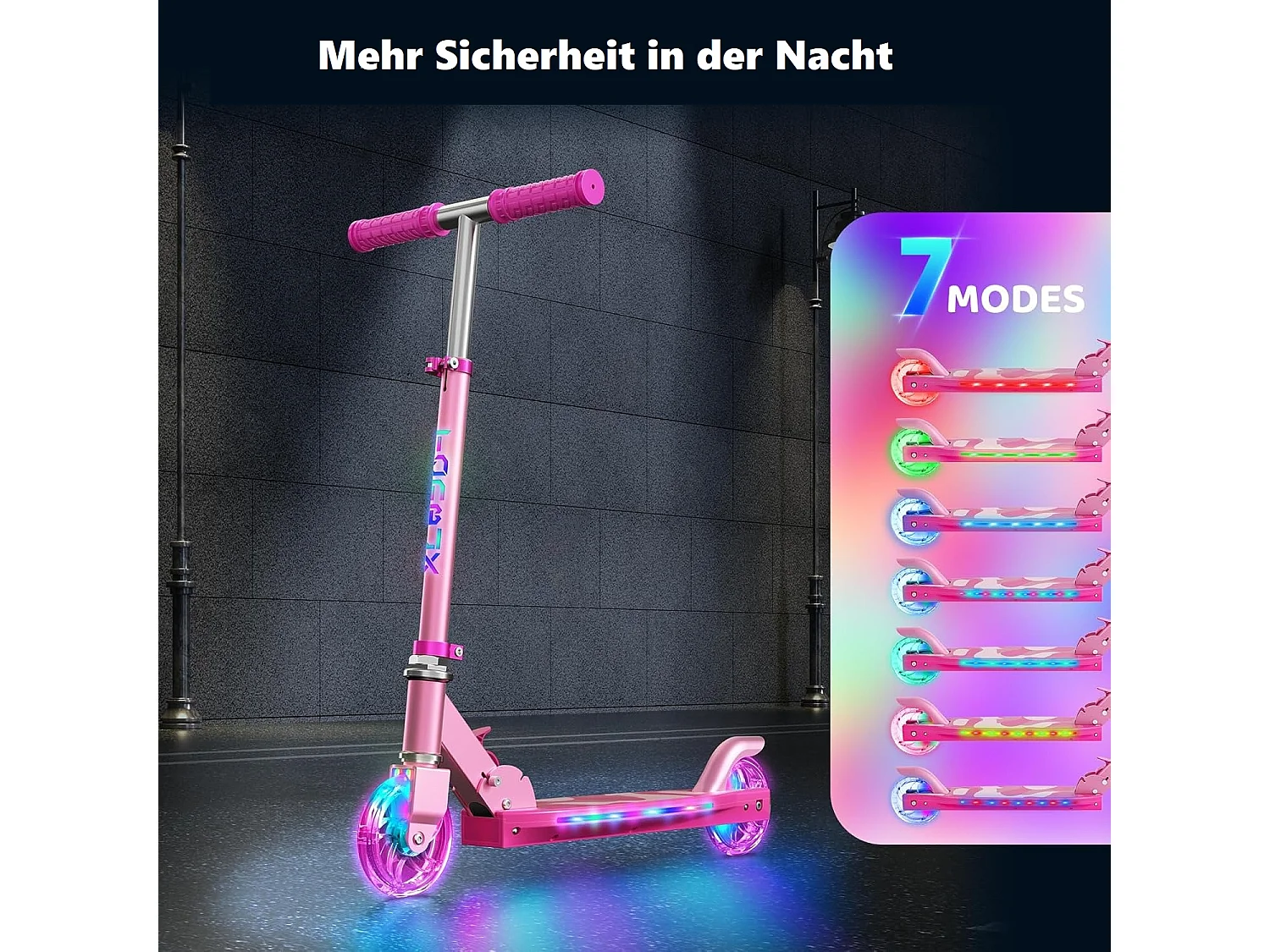 Trottinette Enfant TONBUX avec 2 Roues Lumineuses, Potence et Plateforme, 3 Poignées Réglables en Hauteur, Légère, pour 5-12 Ans