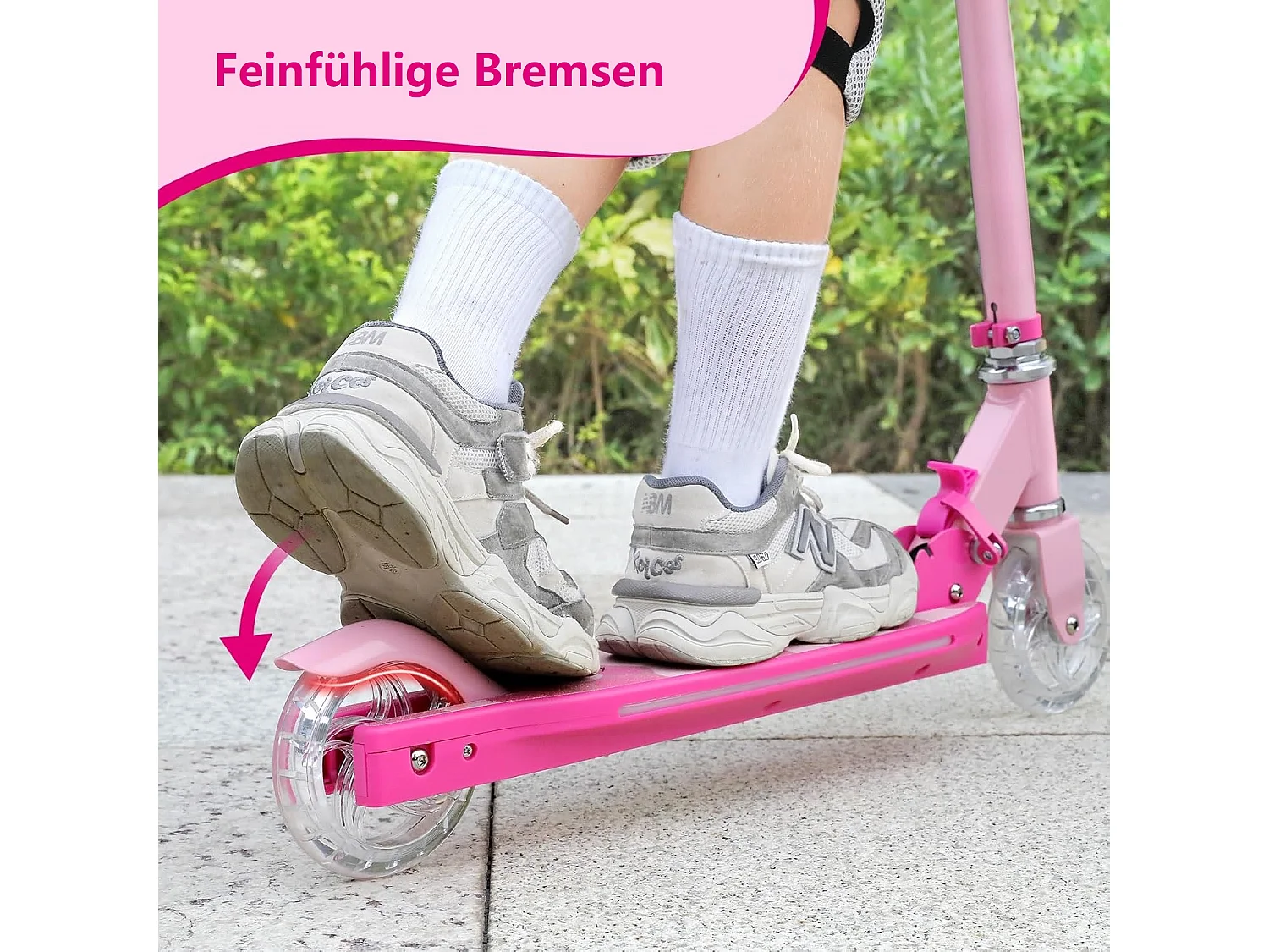 Trottinette Enfant TONBUX avec 2 Roues Lumineuses, Potence et Plateforme, 3 Poignées Réglables en Hauteur, Légère, pour 5-12 Ans