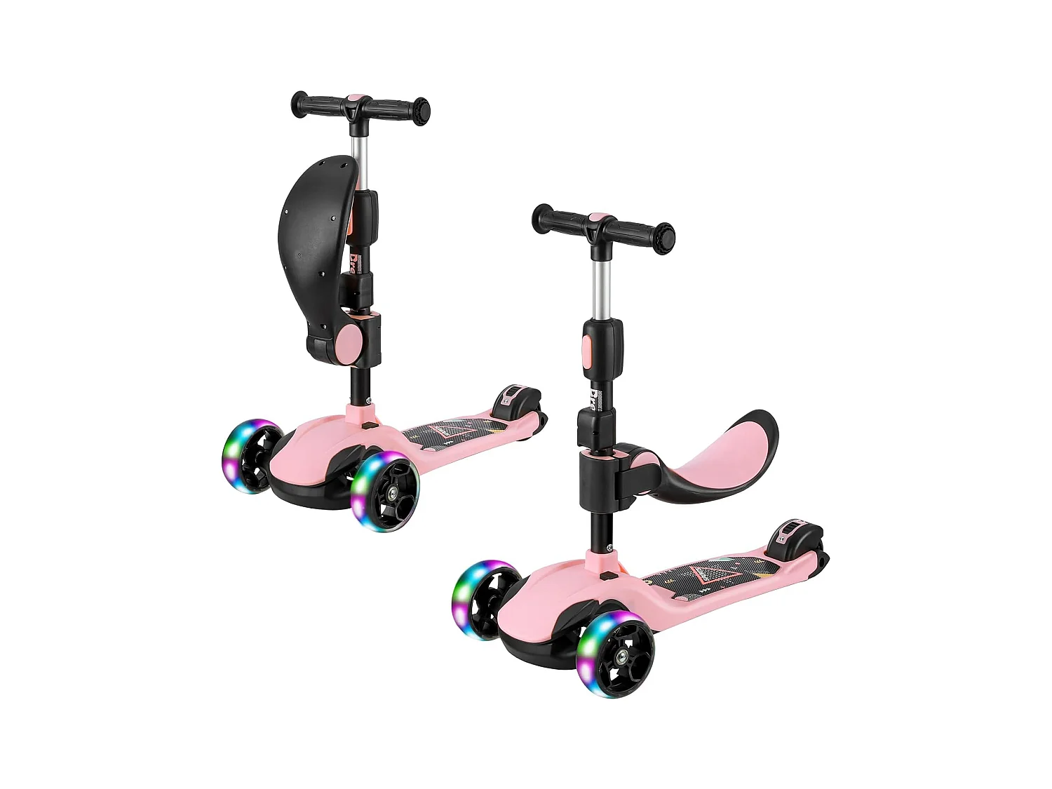Trottinette Enfant BremToy avec Siège Amovible et Roues PU LED, Trottinette Enfant Pliable pour Enfants de 2 à 12 Ans