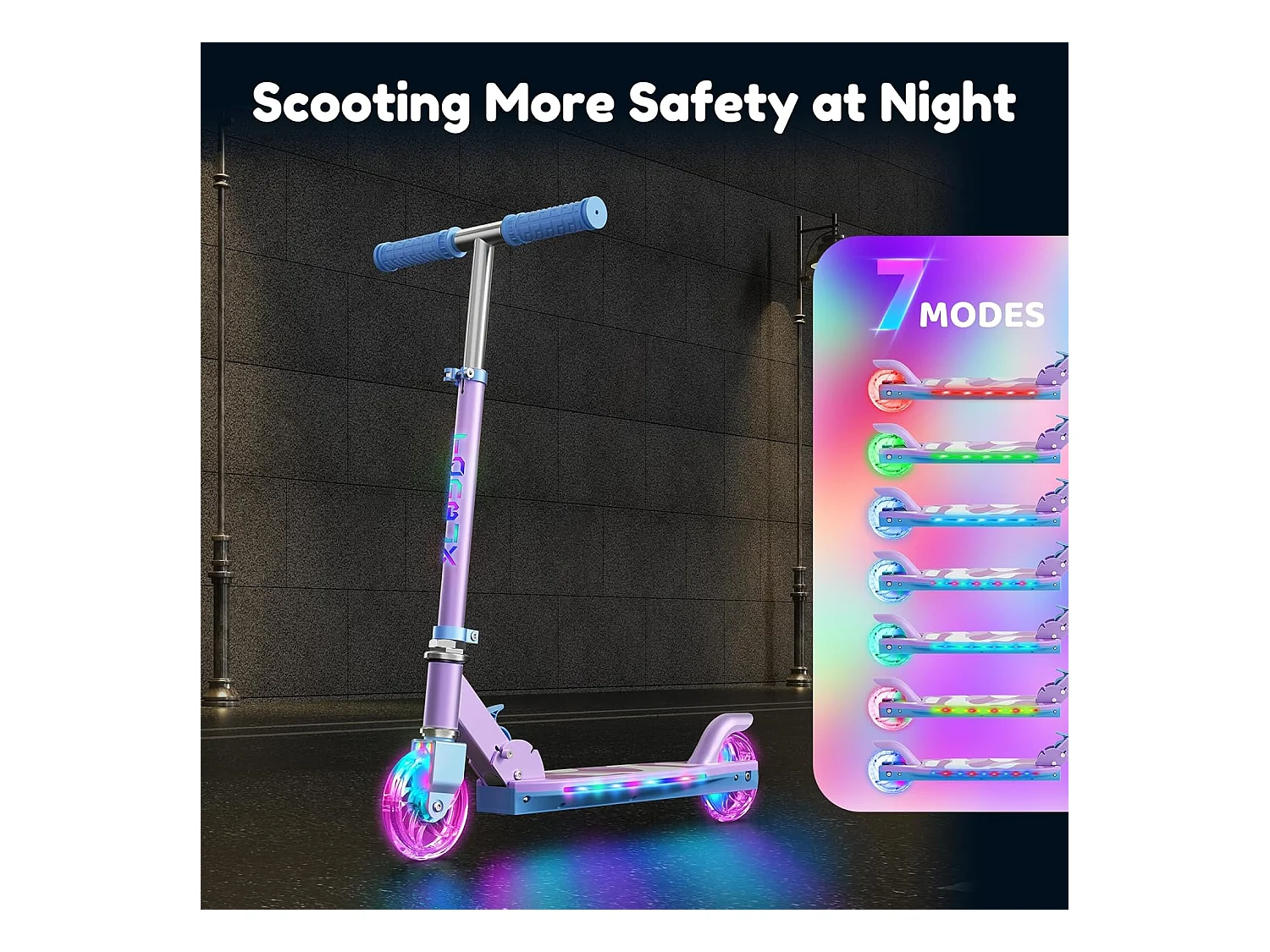 Trottinette Enfant TONBUX avec 2 Roues Lumineuses, Potence et Plateforme, 3 Poignées Réglables en Hauteur, Légère, pour 5-12 Ans