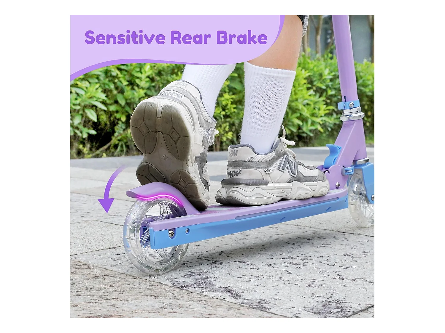 Trottinette Enfant TONBUX avec 2 Roues Lumineuses, Potence et Plateforme, 3 Poignées Réglables en Hauteur, Légère, pour 5-12 Ans