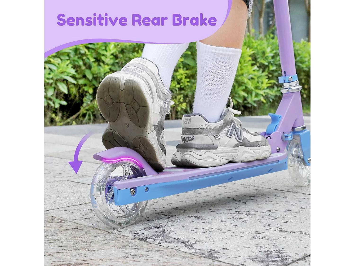 TONBUX Kinderstep met 2 Lichtgevende Wielenen, Stuurkolom en Deck, 3 Hoogteverstelbare Handvatten, Lichtgewicht, voor 5-12 Jaar