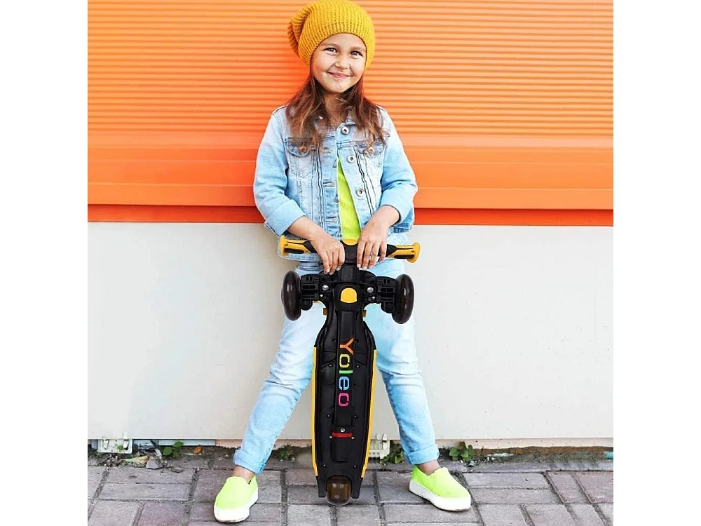 Trottinette Enfant YOLEO avec 4 Hauteurs Réglables, Roues Lumineuses LED, pour 3-12 Ans