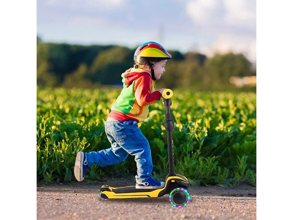 Trottinette Enfant YOLEO avec 4 Hauteurs Réglables, Roues Lumineuses LED, pour 3-12 Ans