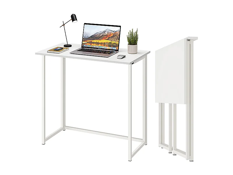 Table de Bureau Pliante Bureau Informatique Pliable Petit Table d'Ordinateur pour Bureau Domicile 80 x 45 x 74 cm - Blanc