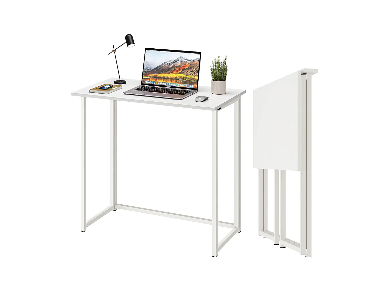 Table de Bureau Pliante Bureau Informatique Pliable Petit Table d'Ordinateur pour Bureau Domicile 80 x 45 x 74 cm - Blanc