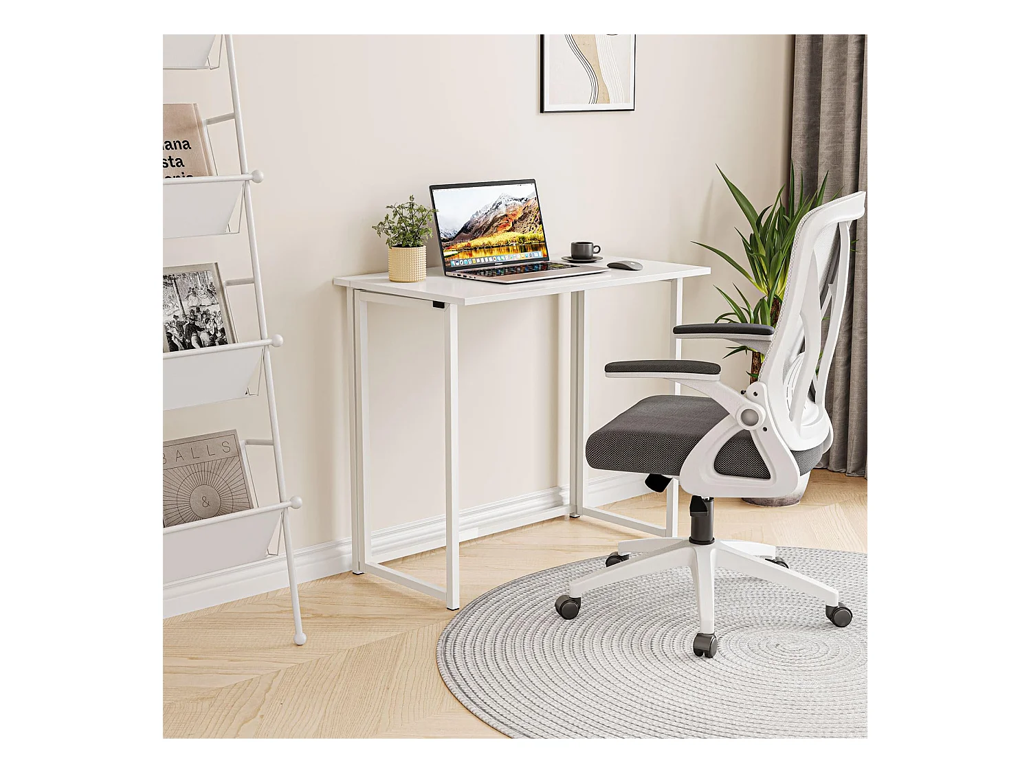 Table de Bureau Pliante Bureau Informatique Pliable Petit Table d'Ordinateur pour Bureau Domicile 80 x 45 x 74 cm - Blanc