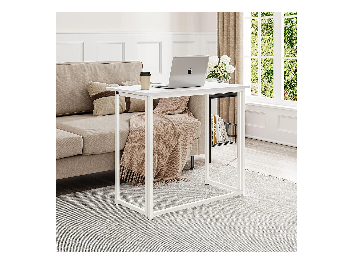 Table de Bureau Pliante Bureau Informatique Pliable Petit Table d'Ordinateur pour Bureau Domicile 80 x 45 x 74 cm - Blanc