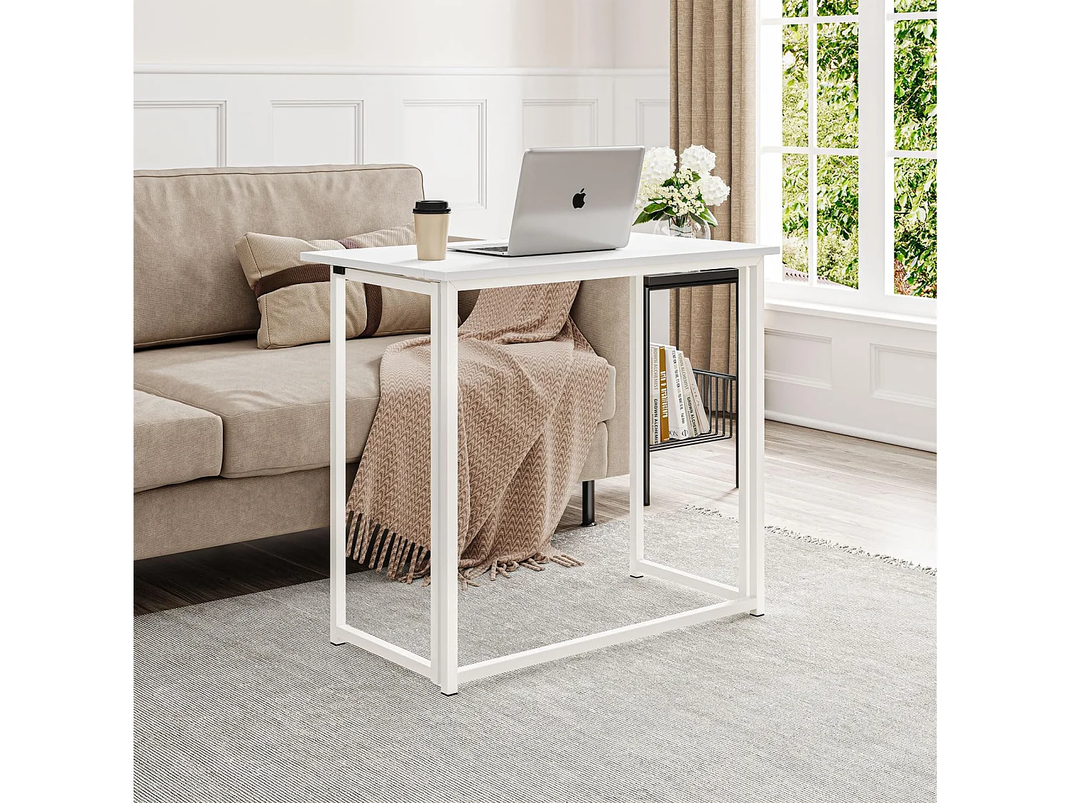 Table de Bureau Pliante Bureau Informatique Pliable Petit Table d'Ordinateur pour Bureau Domicile 80 x 45 x 74 cm - Blanc