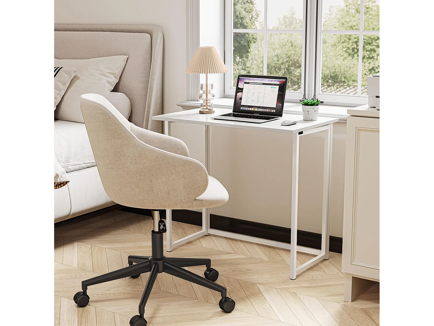 Table de Bureau Pliante Bureau Informatique Pliable Petit Table d'Ordinateur pour Bureau Domicile 80 x 45 x 74 cm - Blanc