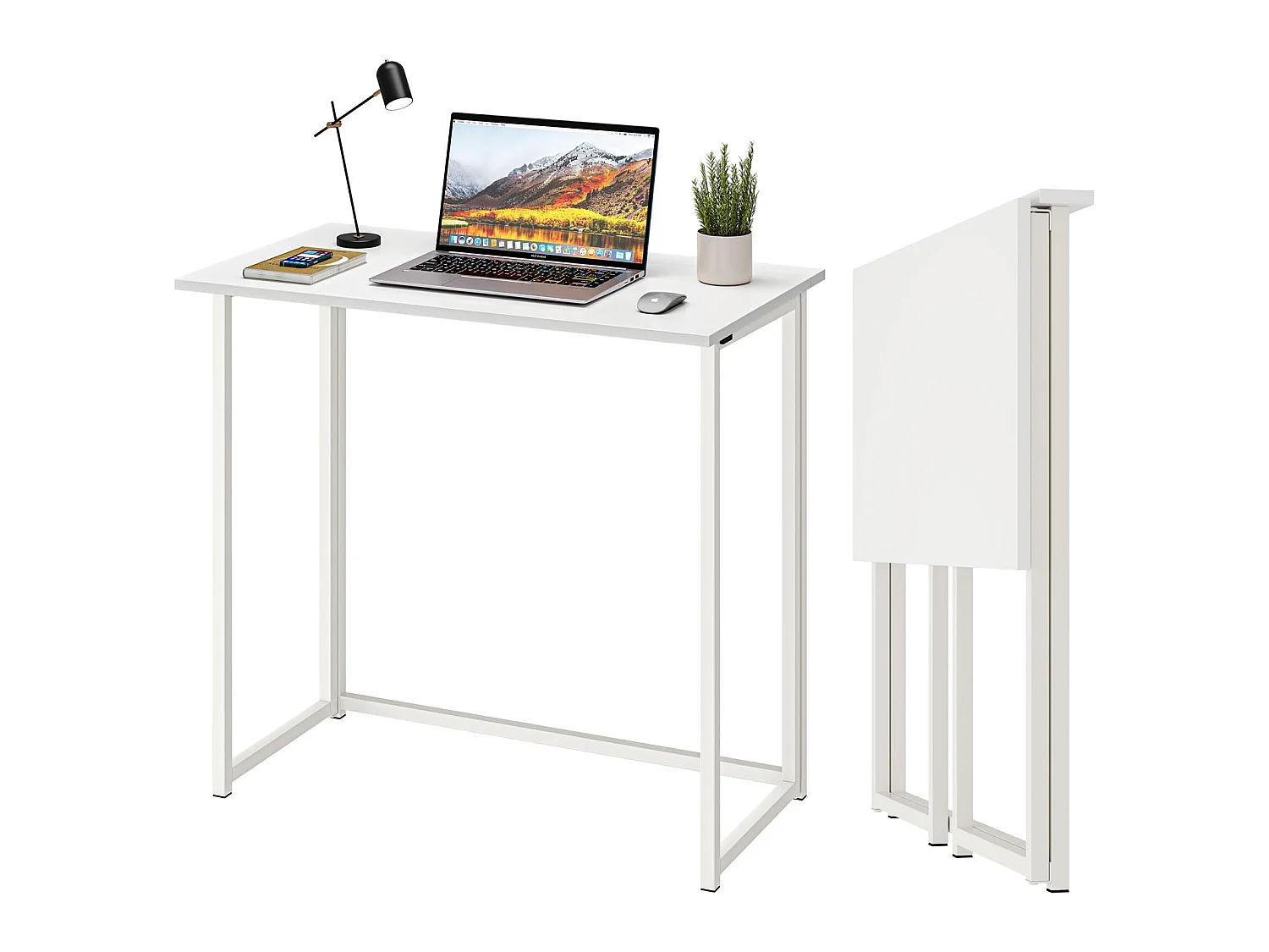 Table de Bureau Pliante Bureau Informatique Pliable Petit Table d'Ordinateur pour Bureau Domicile 80 x 45 x 74 cm - Blanc
